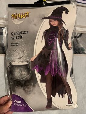 Spirit Skeleton Witch Child Costume in Black and Purple